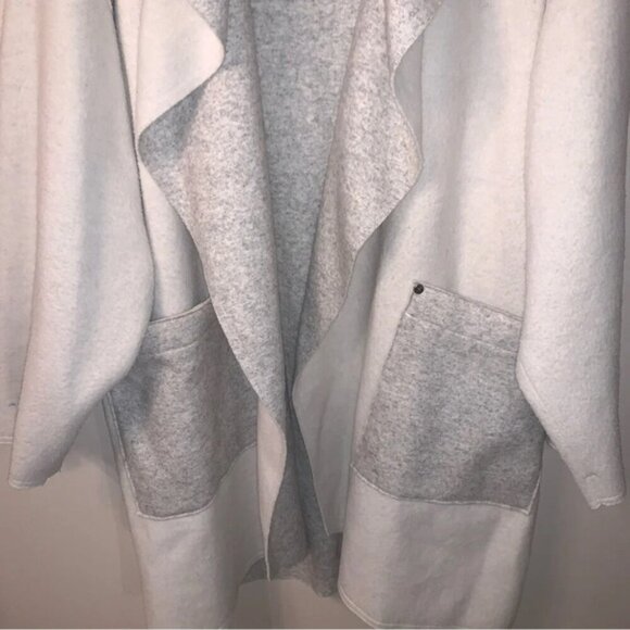 Sosken Cardigan Coat Oversized Open Front Grey Bone Draped XL - Picture 14 of 15